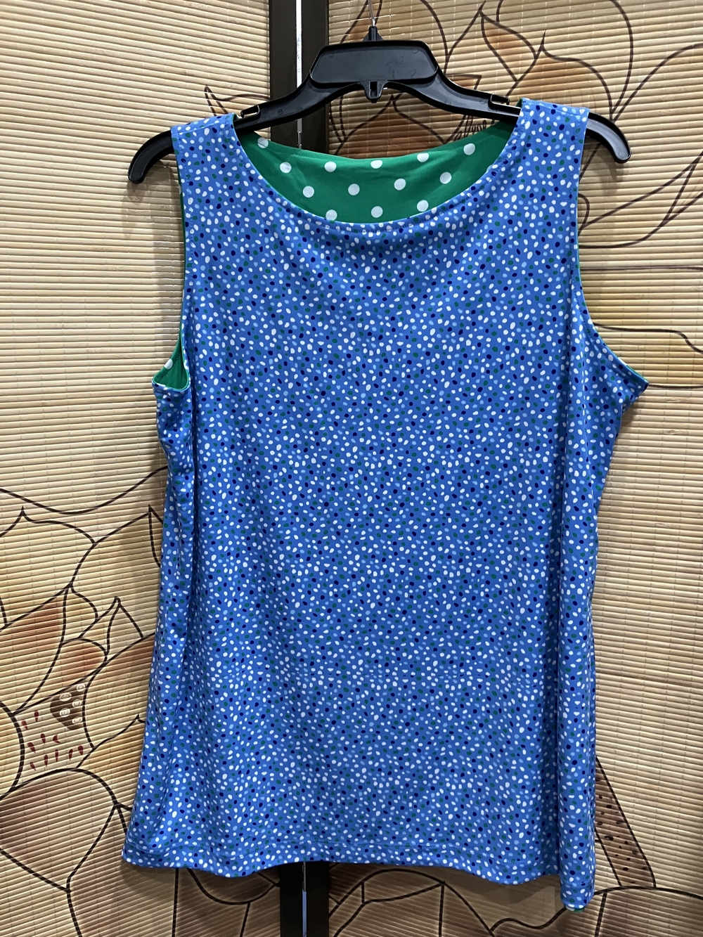 Reversible Polka Dot Tank L Double‑Sided Blue💙 Green💚 Sleeveless Top